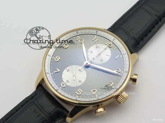 MIROTIME 0324 Portuguese Chrono RG IW371433 Jackie Chan ZF 1:1 Best Edition Gray Dial On Black Leather Strap A7750 V WrinkleFree 7273